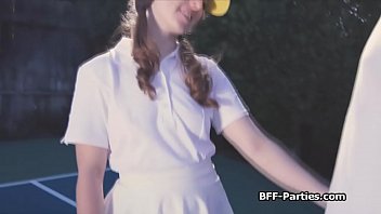 Preview 3 of Romntic Xxx Wife - Foursome with kinky teens at the tennis court