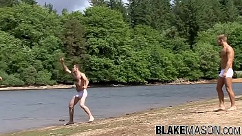 Preview 1 of Spy On Stepdad - Gay jocks sneak out from the group for a forest fuck