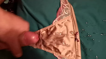 Preview 4 of Www Xxx Bigcom - Cum on her gold satin thong