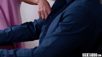 Preview 2 of Buttock Sex - Big tits blonde teen student Emma Hix sucking teachers huge black cock
