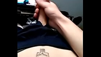 Preview 1 of Panties Pissing Shemales - Sexy video of young guy with tattoo beating his long dick