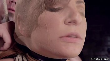 Preview 1 of Suck Big Tir - Brunette in hogtie fucked with dildo
