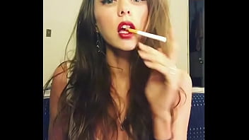 Preview 1 of Potrno Sara Jay - Nitnee a cigarette with red lipstick