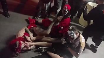 Preview 2 of Amateur Nake - 3-Way Foot Clown Orgy &ndash_ Clip # 1
