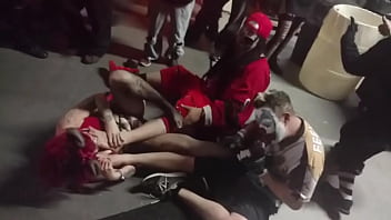 Preview 1 of Amateur Nake - 3-Way Foot Clown Orgy &ndash_ Clip # 1