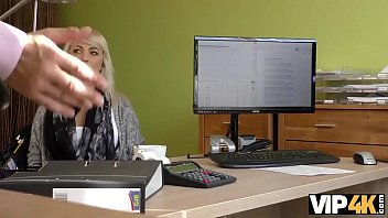 Preview 1 of Sleeping Mom And Mom Xxvideo - VIP4K. Blonde-haired miss has sex for cash with handsome loan agent