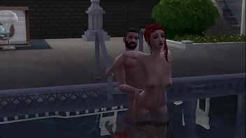 Preview 3 of Son Couk - Redhead riding cock on the pool