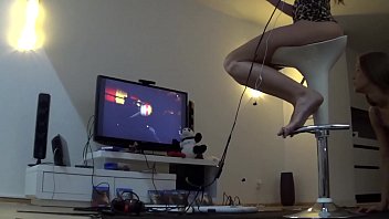 Preview 3 of Goora Fuck - Playing an Horror Game in our new Playstation VR with my step sister Hot Sexy Tight Pussy College Girls at Home for Halloween flash pussy and ass with panties under their dress and sexy outfits