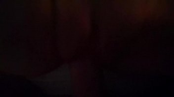 Preview 2 of Amanda Brooks Sex - Couples delight,  skinny big titted misses takes fat headed cock deep while wearing slutty red lipstick,  c., head over the bed cumshot in her mouth and on her tits