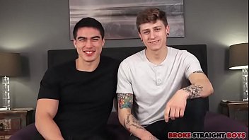 Preview 1 of Upskirt Stockings Tease - Landon Wells &amp_ Axel Kane fucking Ass Hard