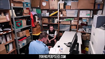 Preview 1 of Ana Rosa Quintana - Hot Amateur Young Blonde Straight Boy Shoplifter Fucked In Ass By Gay Jock Officer For No Cops Called