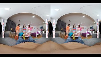 Preview 1 of Blowgab - Naughty America - Brooklyn Gray,  Gianna Dior,  and Liv Wild have some dorm room fun in VR