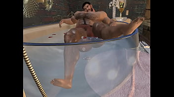 Preview 1 of Haiza Madrid - stunningly handsome hunk cam heyward gets excited whule taking a bath