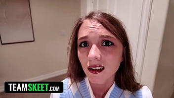 Preview 2 of Navel Tickling - Breeding My Stepdaughter Instead of Her Hot,  Horny,  Nerdy Friend - Mira Monroe &amp_ Selina Imai Threesome