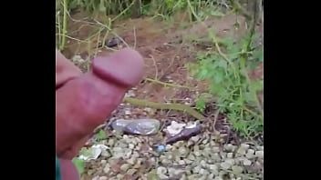 Preview 1 of Black Muscle Lesbian - Wanking by a busy road