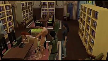 Preview 1 of Dad Xnx Xxx - Comendo a ruivinha na biblioteca - The Sims 4