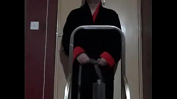Preview 1 of Teen Tranny Pov Porn - bisexual male stands on a ladder naked pissing in a bottle and drinking the whole lot