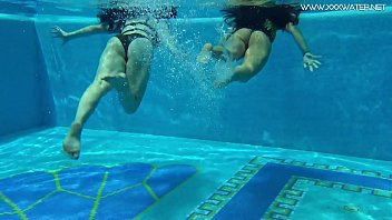 Preview 2 of 1st Time Romntik Sex - Hot Spanish and Russian teen in the pool naked