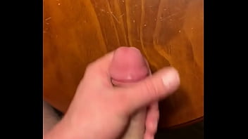 Preview 3 of Bitch Hot Sexy Shorts Slut - Bigcockcumshot at it again jerking big hard cock and shooting a thick creamy cumload on corner table