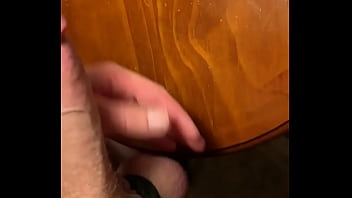 Preview 1 of Bitch Hot Sexy Shorts Slut - Bigcockcumshot at it again jerking big hard cock and shooting a thick creamy cumload on corner table
