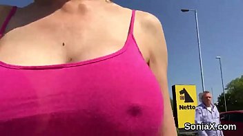 Preview 1 of Cuteporn Com - Cheating english mature lady sonia flashes her large breasts