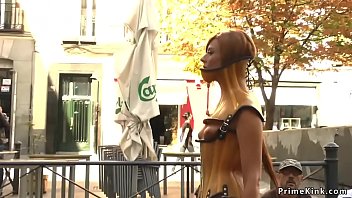 Preview 2 of 34686 Video Mp4 Sanni - Naked ginger slave led through Madrid