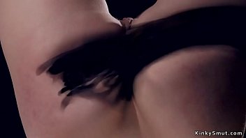 Preview 2 of Hot Fuck Vidio - Hanged for ankles brunette pussy fucked