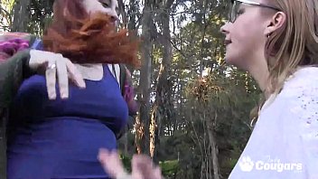 Preview 1 of Wrestling Ultimatte Surender - Chunky Lesbians Jolene Parton &amp_ Maggie Mayhem Finger Bang In The Woods