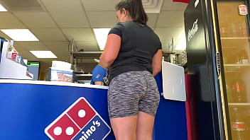 Preview 4 of Shemale Satin Panty Fuck - Candid latina big ass in spandex