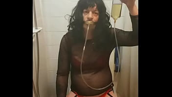 Preview 3 of Akama Ga Kill - bisexual crossdressing sissy sits down pissing in a homemade piss tube then downing the whole lot