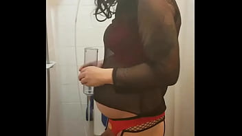 Preview 1 of Akama Ga Kill - bisexual crossdressing sissy sits down pissing in a homemade piss tube then downing the whole lot