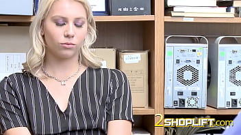 Preview 2 of London Keys Spit On Face - Guard&#039_s monstercock drills blonde on desk in shopping mall