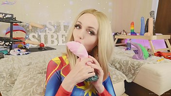 Preview 2 of Indian Aunty Change Nighty - Amateur teen in suit Captain Marvel tests new toys Bad Dragon Sia Siberia