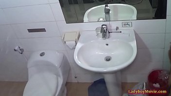 Preview 1 of Phelifin Sex - Asian Shemale Adele Dildoing In Bathroom