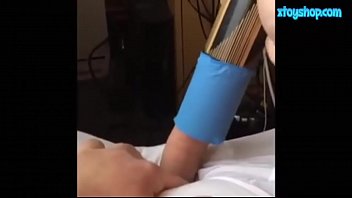 Preview 4 of Sissy Teen Slave - Jerking Off With A Diy Fleshlight Homemade Hot Amateur