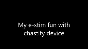 Preview 1 of Hinata And Naruto - Estim e-stim electro cum load milking with chastity device