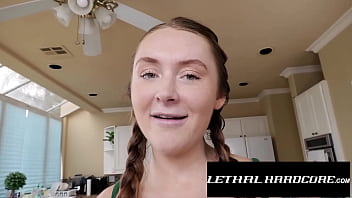 Preview 1 of I M Help Mom - LethalHardcore - Pigtailed Hot Babe FIlls Her Pussy With A Big Dick