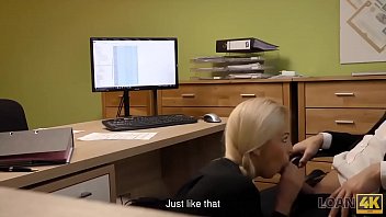 Preview 3 of Zambiaxxxxx - Loan4k. Blonde hottie with pigtail is owned by loan manager for cash