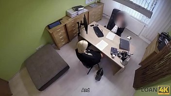 Preview 1 of Zambiaxxxxx - Loan4k. Blonde hottie with pigtail is owned by loan manager for cash