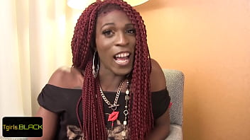Preview 2 of Mom Frendy - Shemale with long dreads pulling her cock