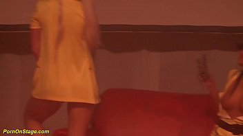 Preview 2 of Fuck Playing Game - wild lesbian sex on public stage