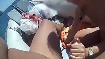 Preview 1 of Hairy Vagina Sex Nesaporn - Fucking her on an inflatable boat and cumming over her body