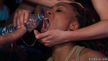 Preview 2 of Mom Sister Lisben - Ebony group fucked in public club