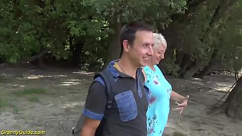 Preview 1 of 2girls 1boy Yoga - big ass chubby mom outdoor fucked by her toyboy
