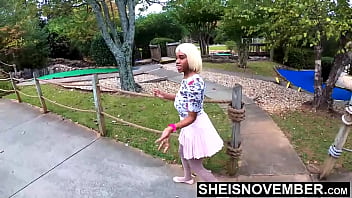 Preview 4 of Lesbian Sexsy Video - My Gooey Slow Motion Cum Dripping Creampie Extreme Closeup Cumshot In Public,  Young Blonde Black Slut Sheisnovember Wet Pussy Get Rough Hardcore Doggystyle Fuck By Big Cock During Upskirt While Kneeling Outside By Her Boyfriend on Msnovember