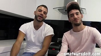 Preview 1 of Erotic Theater - AmateursDoIt - Monster cock stud fucks hairy jock in kitchen before cumshot
