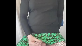 Preview 4 of Durin Tube Penetration - crossdressing bisexual sissy looks good dressed up like a girl playing with his cock and shooting a big cum load