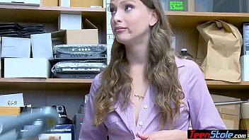 Preview 1 of Slut Inserts Live Mouse - Skinny blonde teen thief has to fuck for her freedom
