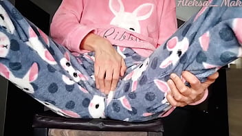 Preview 3 of Happy Tugs Gaia3 - horny teen stepdaughter in pajama small boobs teasing masturbate pussy