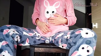 Preview 1 of Happy Tugs Gaia3 - horny teen stepdaughter in pajama small boobs teasing masturbate pussy